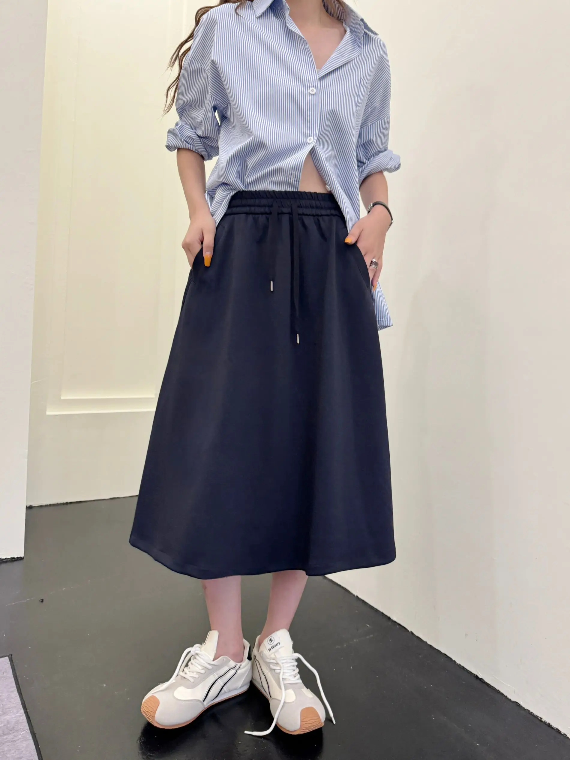 Slimming High Waist Midi A-Line Skirt Loose Fit Casual Modal Cotton Blend Women's Half Body Skirt V823
Slimming High Waist Midi A-Line Skirt Loose Fit Casual Modal Cotton Blend Women's Half Body Skirt V823