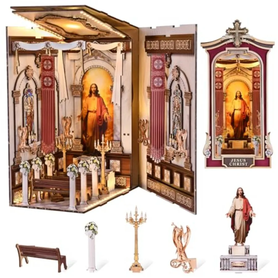 Набор для самостоятельной сборки 3D-пазла «Книжный уголок» из дерева со светодиодной подсветкой, миниатюрный кукольный домик для декора книжной полки и дома, Иисус Христос Спиритус
Набор для самостоятельной сборки 3D-пазла «Книжный уголок» из дерева со светодиодной подсветкой, миниатюрный кукольный домик для декора книжной полки и дома, Иисус Христос Спиритус