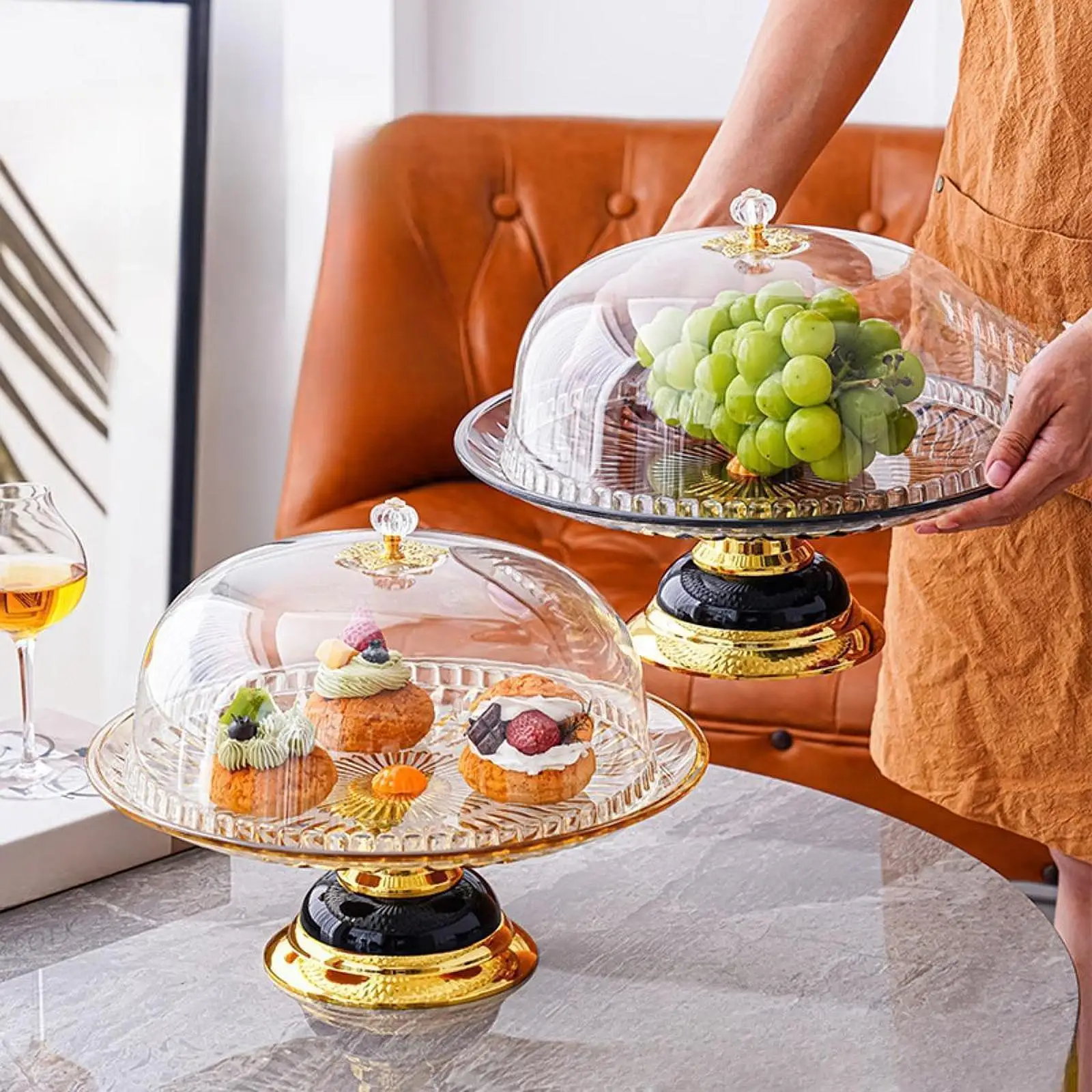 Cake Plate Pastries Tray Snack with Dome Clear Cake Stand Serving Cookie Platter for Kitchen Dining Room Wedding
Cake Plate Pastries Tray Snack with Dome Clear Cake Stand Serving Cookie Platter for Kitchen Dining Room Wedding