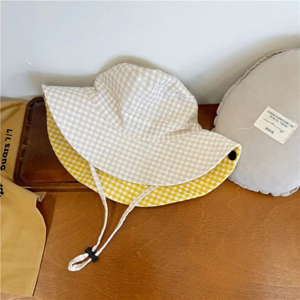 Soft Drawstring Boys Girls Bucket Cap Double Sided Lattice Children Fisherman Hat Anti-UV Casual Baby Sun Hat Boy/Girls
Soft Drawstring Boys Girls Bucket Cap Double Sided Lattice Children Fisherman Hat Anti-UV Casual Baby Sun Hat Boy/Girls