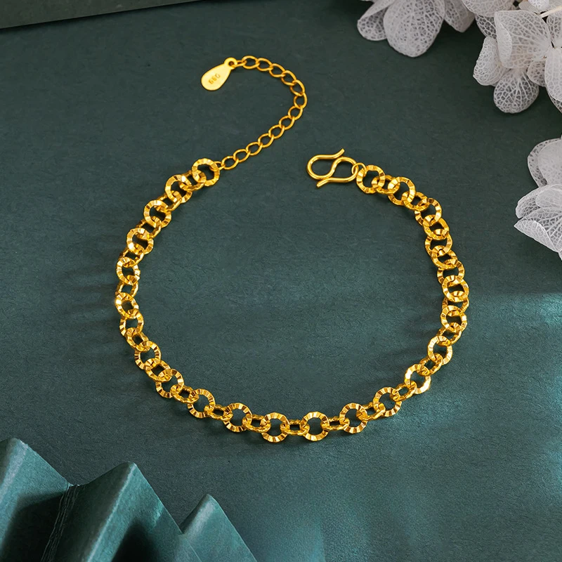 Luxury 100% Real 24K Gold Pattern Round Starry Bracelet For Women Simple Niche Design Rose Gold Color Jewelry
Luxury 100% Real 24K Gold Pattern Round Starry Bracelet For Women Simple Niche Design Rose Gold Color Jewelry