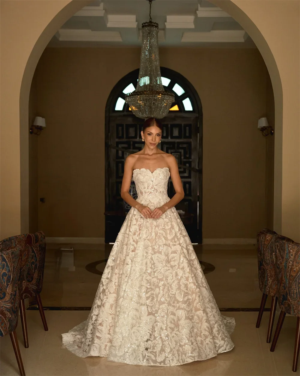 Flavinke Customized Charming Ivory Flower Lace Strapless Wedding Dresses Sweetheart Neck vestidos de novia A-Line Long Train
Flavinke Customized Charming Ivory Flower Lace Strapless Wedding Dresses Sweetheart Neck vestidos de novia A-Line Long Train