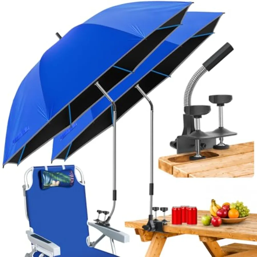 Beach Umbrella, 2PACK 48.7inch Chair Umbrella with Clamp, Adjustable 360 Rotation, UV Protection, Large Camping Chair Umbrellas
Beach Umbrella, 2PACK 48.7inch Chair Umbrella with Clamp, Adjustable 360 Rotation, UV Protection, Large Camping Chair Umbrellas