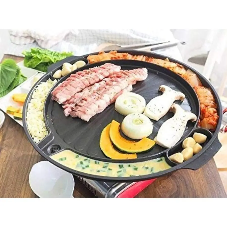 Korean BBQ Samgyeopsal NonStick All powerful Stovetop Grill Pan Drain grease system
Korean BBQ Samgyeopsal NonStick All powerful Stovetop Grill Pan Drain grease system