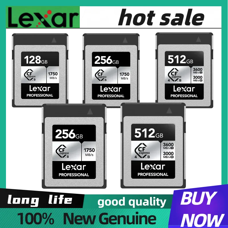 Lexar 128GB 256GB 512GB CF Express Digital Memory Card CFexpress Type B Silver Card for Digital SLR Camera RAW 4K Video
Lexar 128GB 256GB 512GB CF Express Digital Memory Card CFexpress Type B Silver Card for Digital SLR Camera RAW 4K Video