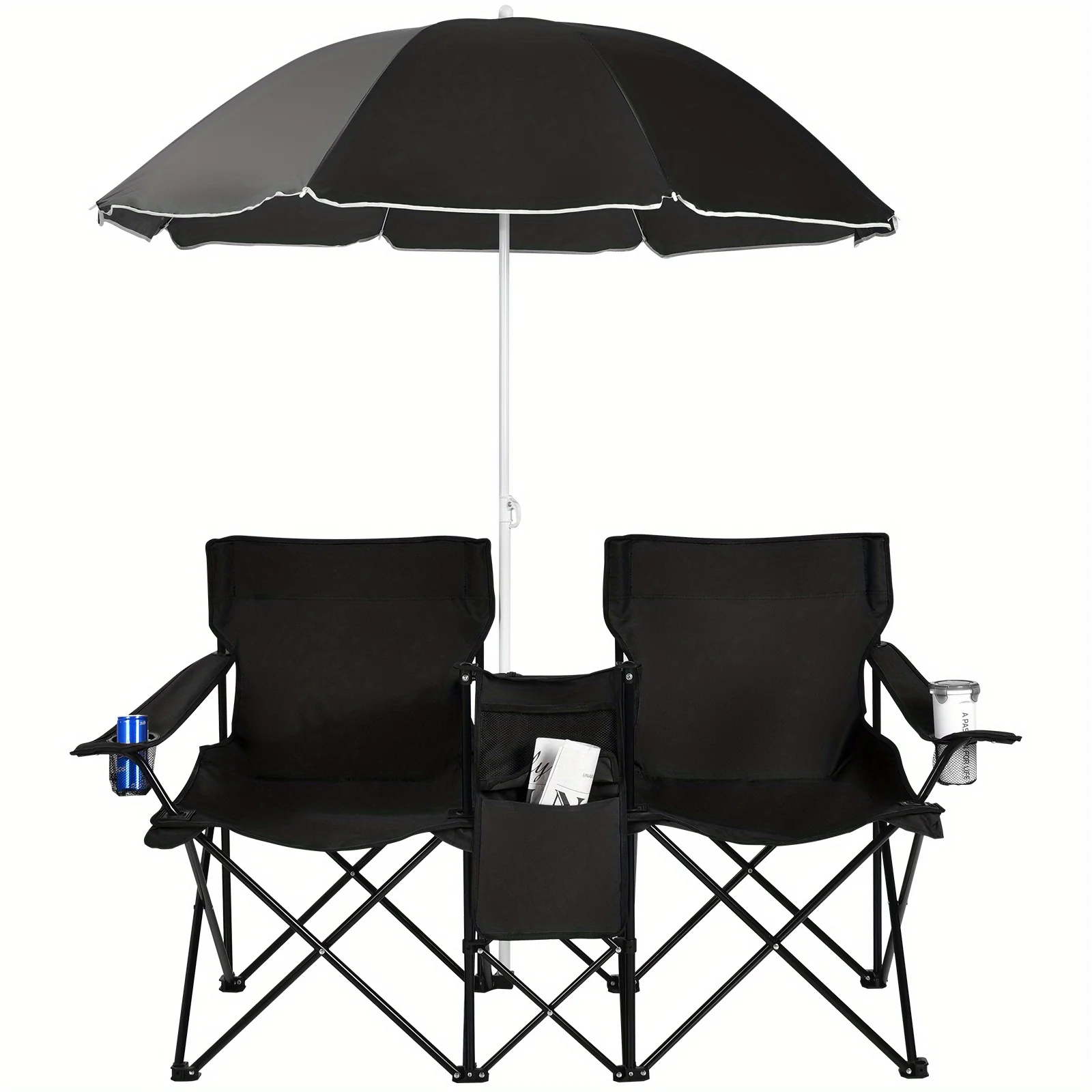 Portable Double Camping Chair, Folding Picnic Loveseat W/ Removable Adjustable Umbrella, Carrying Bag, Cooler Bag
Portable Double Camping Chair, Folding Picnic Loveseat W/ Removable Adjustable Umbrella, Carrying Bag, Cooler Bag