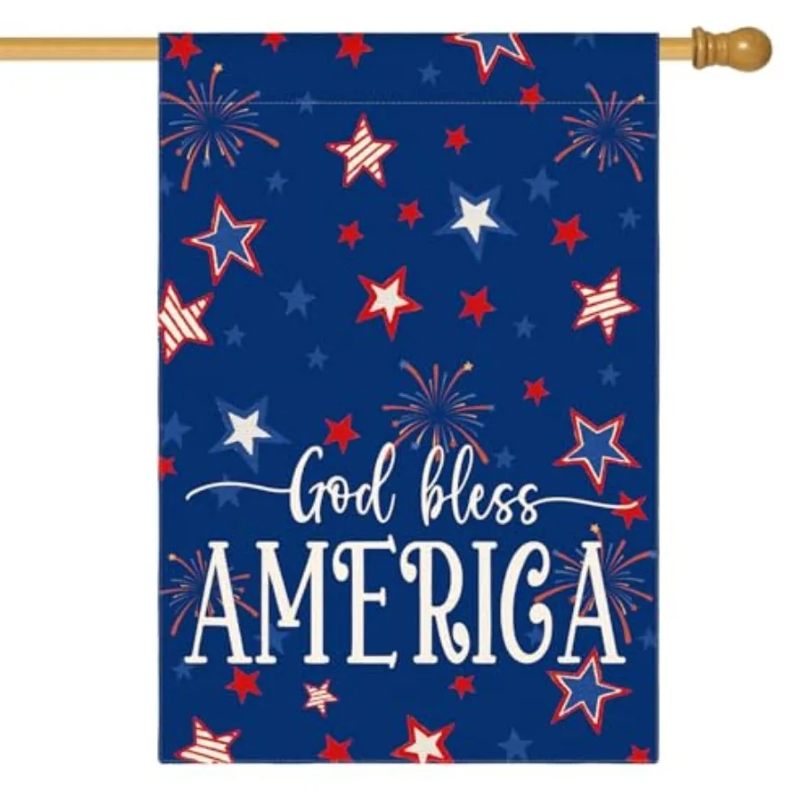 God Bless America 4th of July Patriotic House Flag 28x40 Inch Double Sided Outside, Stars and Stripes Yard Outdoor Decoration
God Bless America 4th of July Patriotic House Flag 28x40 Inch Double Sided Outside, Stars and Stripes Yard Outdoor Decoration