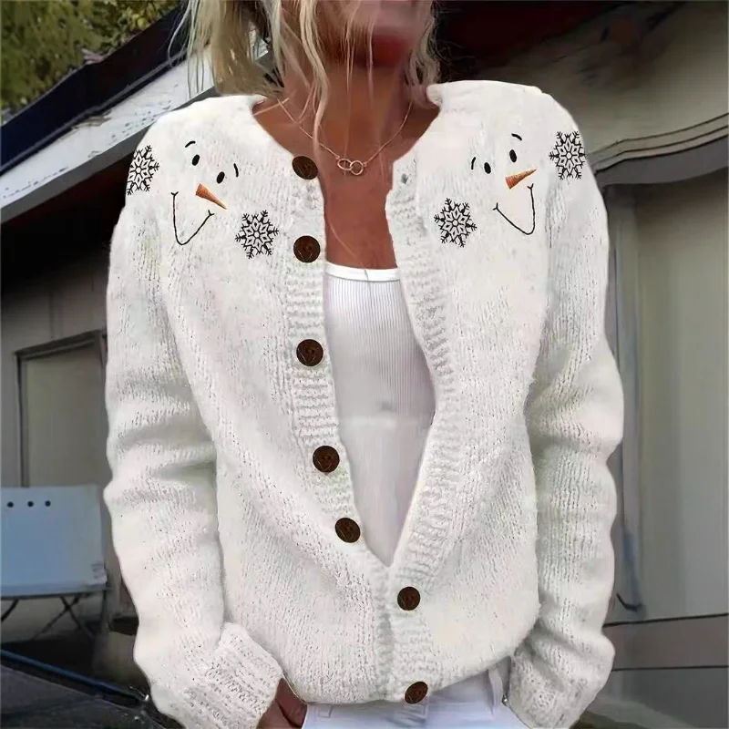 Women's Christmas Snowflake Fashion Casual Versatile Cardigan Autumn Winter New Style White Round Neck Button Knit Top
Women's Christmas Snowflake Fashion Casual Versatile Cardigan Autumn Winter New Style White Round Neck Button Knit Top