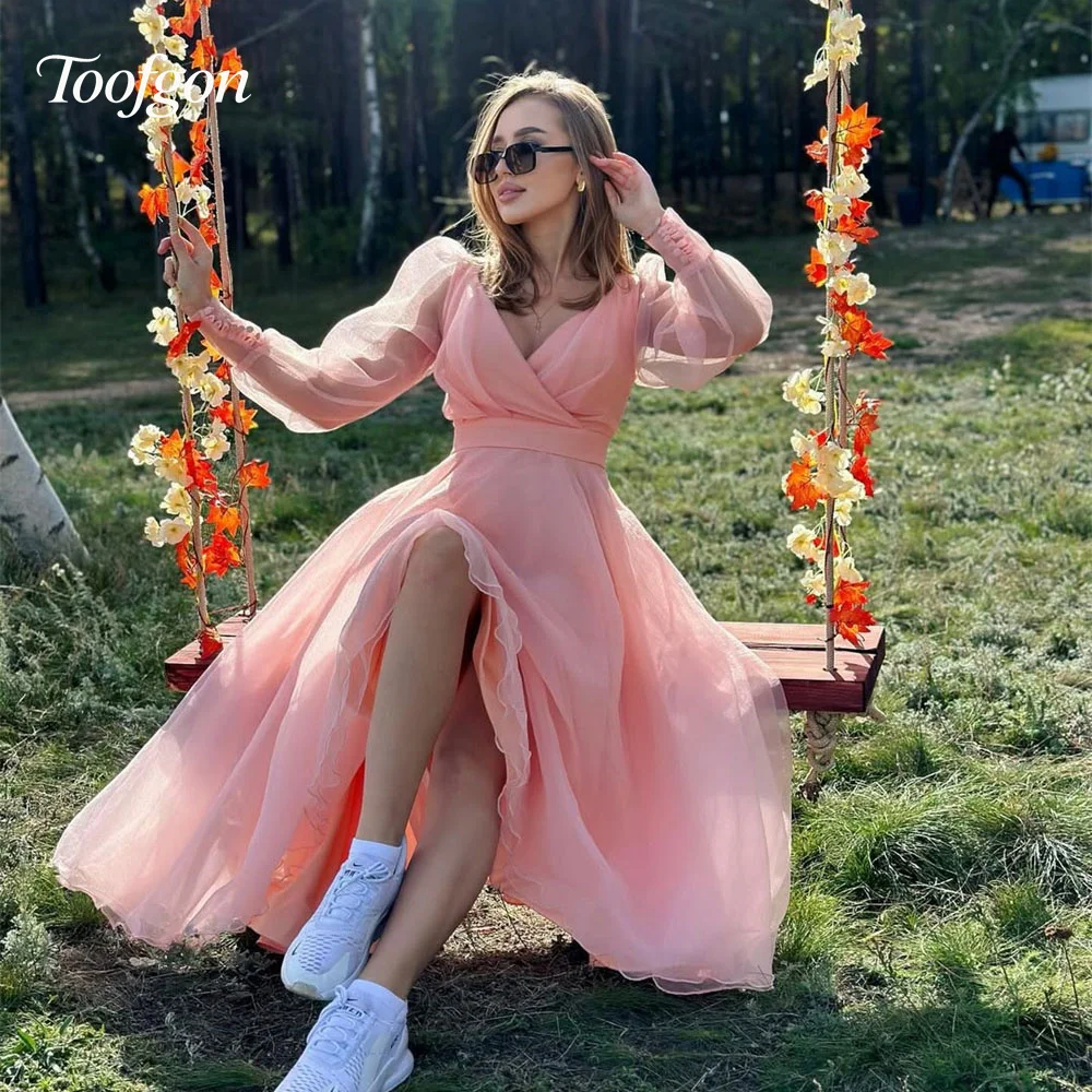 Toofgon Elegant V Neck Organza Prom Dresses Puff Sleeve A Line Formal Party Gown Customized Women Ankle Length Evening Dress
Toofgon Elegant V Neck Organza Prom Dresses Puff Sleeve A Line Formal Party Gown Customized Women Ankle Length Evening Dress
