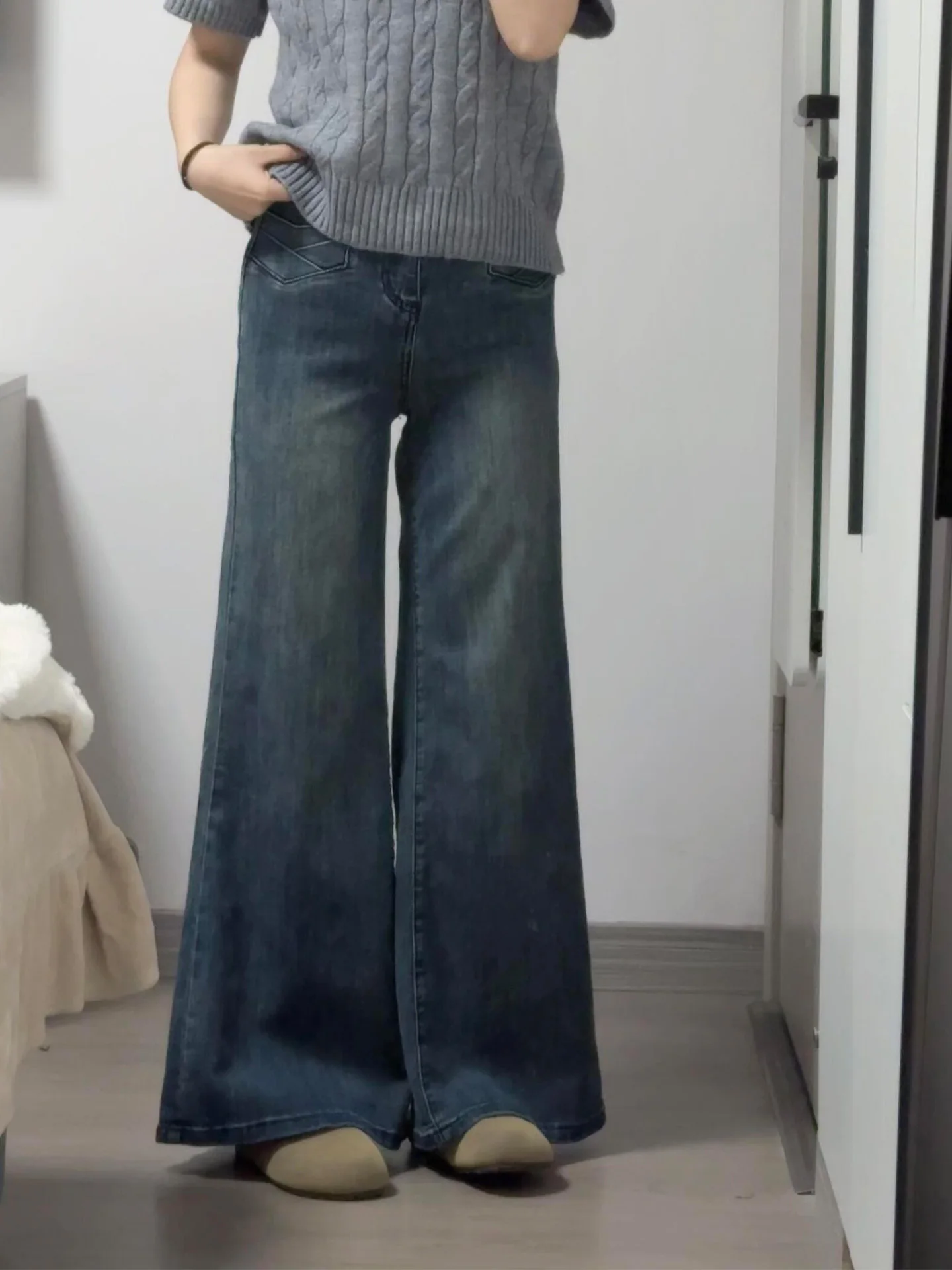 American Wash Blue Slimming Wide Leg Floor-Length Jeans Women's Summer New Style Small Size High Waist Denim Pants
American Wash Blue Slimming Wide Leg Floor-Length Jeans Women's Summer New Style Small Size High Waist Denim Pants