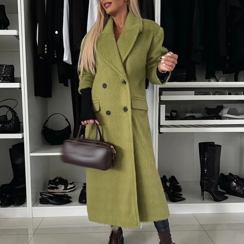 Женские повседневные плотные однотонные меховые куртки, Зимние Модные теплые шерстяные пальто на пуговицах, элегантная верхняя одежда с отложным воротником и длинным рукавом
Женские повседневные плотные однотонные меховые куртки, Зимние Модные теплые шерстяные пальто на пуговицах, элегантная верхняя одежда с отложным воротником и длинным рукавом