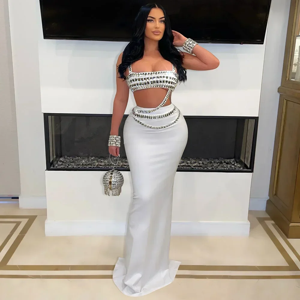 Women Set Diamonds Hot Rhinestones Strapless Top + Long Skirt Suit Dress Sets Two 2 Piece Set Party Club Night Outfits
Women Set Diamonds Hot Rhinestones Strapless Top + Long Skirt Suit Dress Sets Two 2 Piece Set Party Club Night Outfits