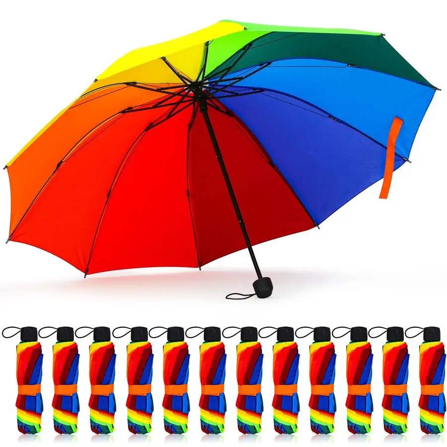 Pc Rainbow Umbrella Portable Tri Folded Pride Umbrella Windproof Compact Rain Parasol for Travel Beach Wedding Party
Pc Rainbow Umbrella Portable Tri Folded Pride Umbrella Windproof Compact Rain Parasol for Travel Beach Wedding Party