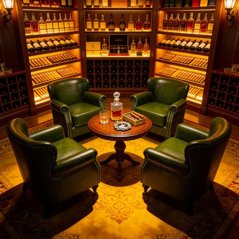 Vintage Whiskey Bar Cigar Bar Room Sofa American Table and Chairs
Vintage Whiskey Bar Cigar Bar Room Sofa American Table and Chairs