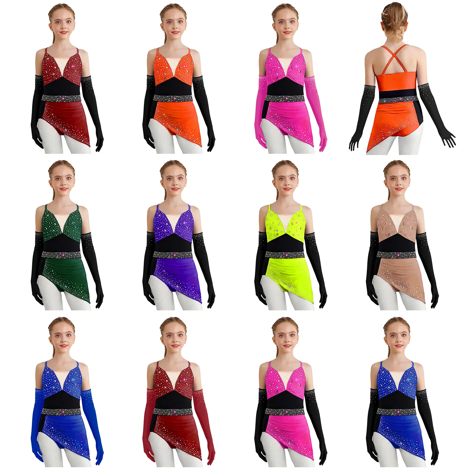 Girls Figure Skating Lyrical Dance Performance Costume Shiny Rhinestones Gymnastics Latin Cha-cha Samba Rumba Leotard Dress
Girls Figure Skating Lyrical Dance Performance Costume Shiny Rhinestones Gymnastics Latin Cha-cha Samba Rumba Leotard Dress