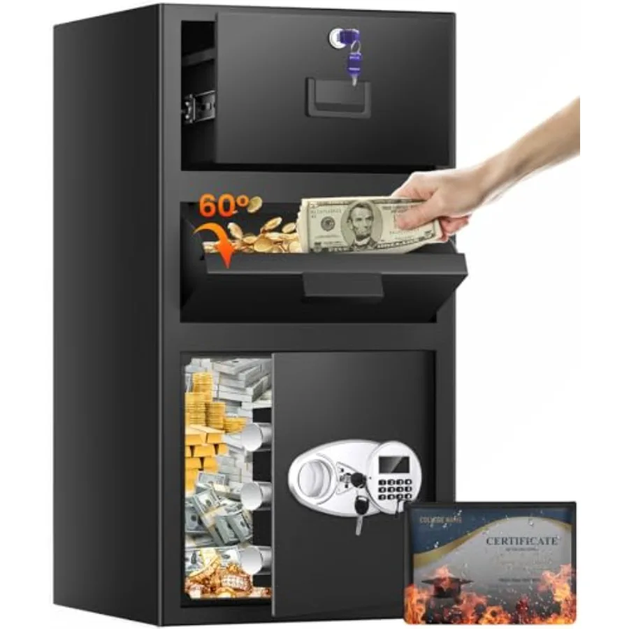 5.7 Cuft Large Depository Drop Safe for Business with Drawer Anti-Theft Safe Box with Quick Place Drop Slot Digital Keypad and
5.7 Cuft Large Depository Drop Safe for Business with Drawer Anti-Theft Safe Box with Quick Place Drop Slot Digital Keypad and