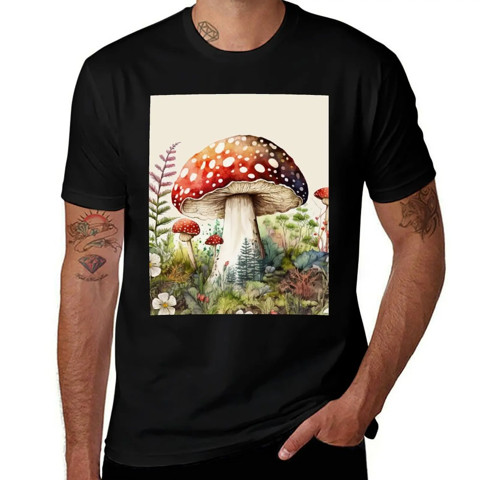 Watercolor Amanita Muscaria Red Mushroom with Wildflowers T-Shirt Casual Everyday Wear T-Shirt
Watercolor Amanita Muscaria Red Mushroom with Wildflowers T-Shirt Casual Everyday Wear T-Shirt