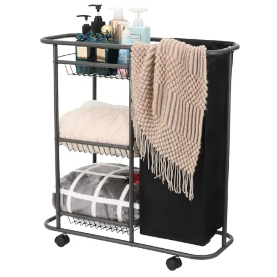 Rolling Laundry Cart with Wheels: 3-Tier Laundry Caddy Between Washer and Dryer - Heavy Duty Wrapping Paper Cart with 45L Bag f
Rolling Laundry Cart with Wheels: 3-Tier Laundry Caddy Between Washer and Dryer - Heavy Duty Wrapping Paper Cart with 45L Bag f