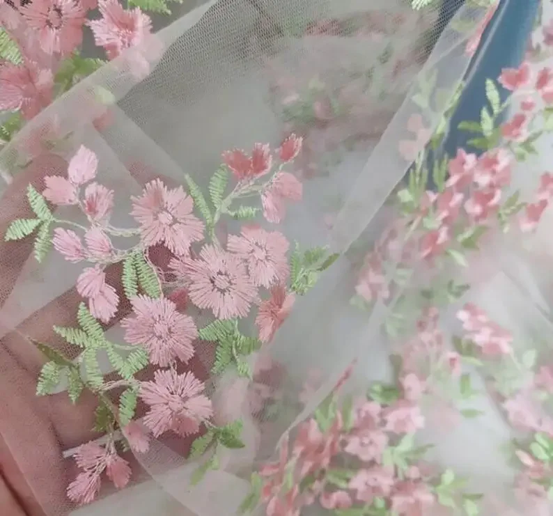 1 Yard Pink Green flower leaf embroidery Lace fabric flower both tulle for Wedding Gown, Bridal Dress, Summer Dress, Baby Dress
1 Yard Pink Green flower leaf embroidery Lace fabric flower both tulle for Wedding Gown, Bridal Dress, Summer Dress, Baby Dress