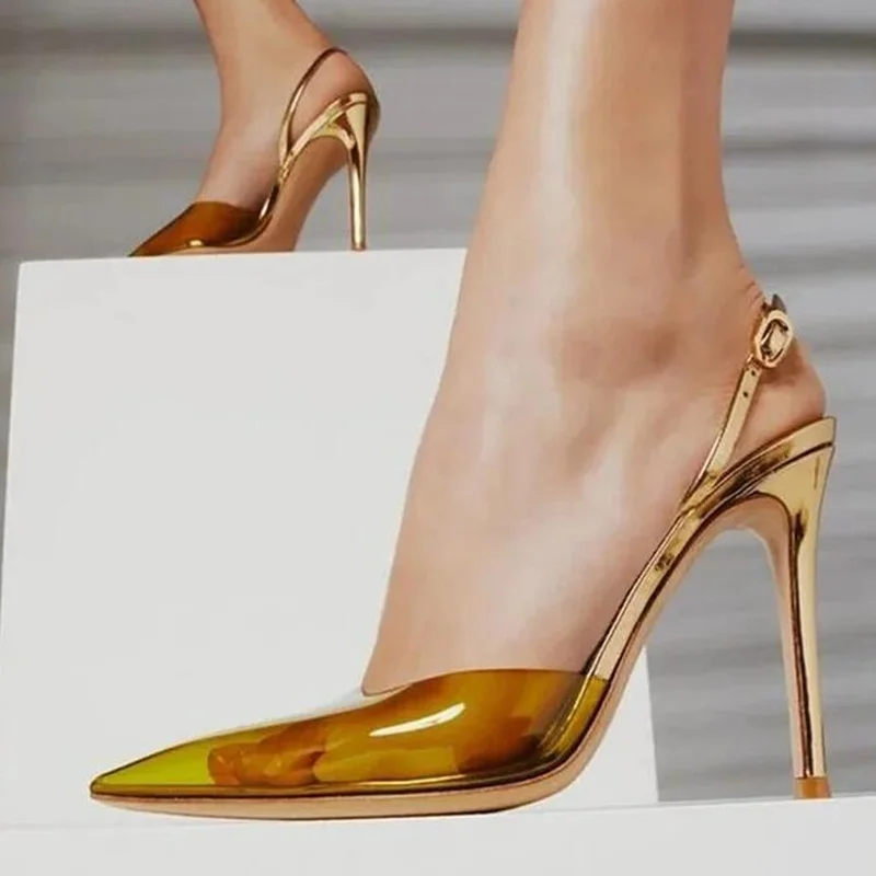 Transparent PVC Slingback Pumps Shallow Pointed Toe Buckle Strap Thin Heels Celebrating Shoes Transparent Formal Dress Shoes
Transparent PVC Slingback Pumps Shallow Pointed Toe Buckle Strap Thin Heels Celebrating Shoes Transparent Formal Dress Shoes
