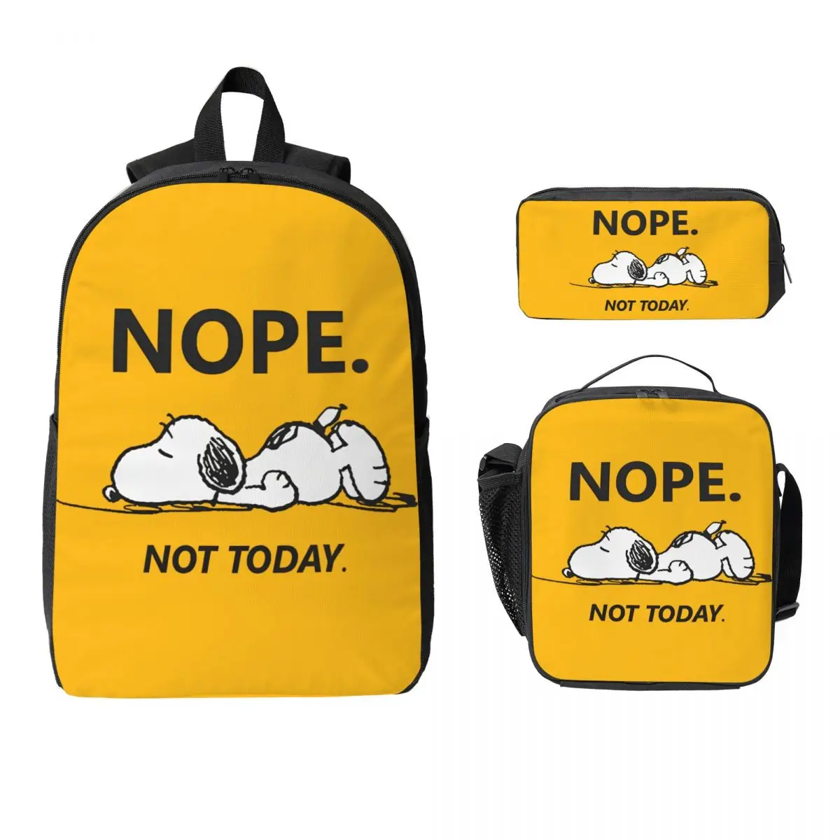 3 шт. Snoopy Nope Not Today, школьные сумки, набор для мальчиков, сумки для ручек, наборы рюкзаков с коробкой для завтрака для учащихся начальной школы, рюкзак
3 шт. Snoopy Nope Not Today, школьные сумки, набор для мальчиков, сумки для ручек, наборы рюкзаков с коробкой для завтрака для учащихся начальной школы, рюкзак