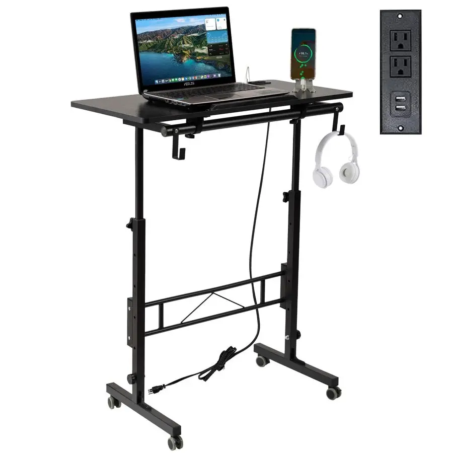 Standing Desk Height Adjustable with Tiltable Tabletop, Rolling Laptop Desk with Charging Station, Sit Stand Portable Stand Up
Standing Desk Height Adjustable with Tiltable Tabletop, Rolling Laptop Desk with Charging Station, Sit Stand Portable Stand Up