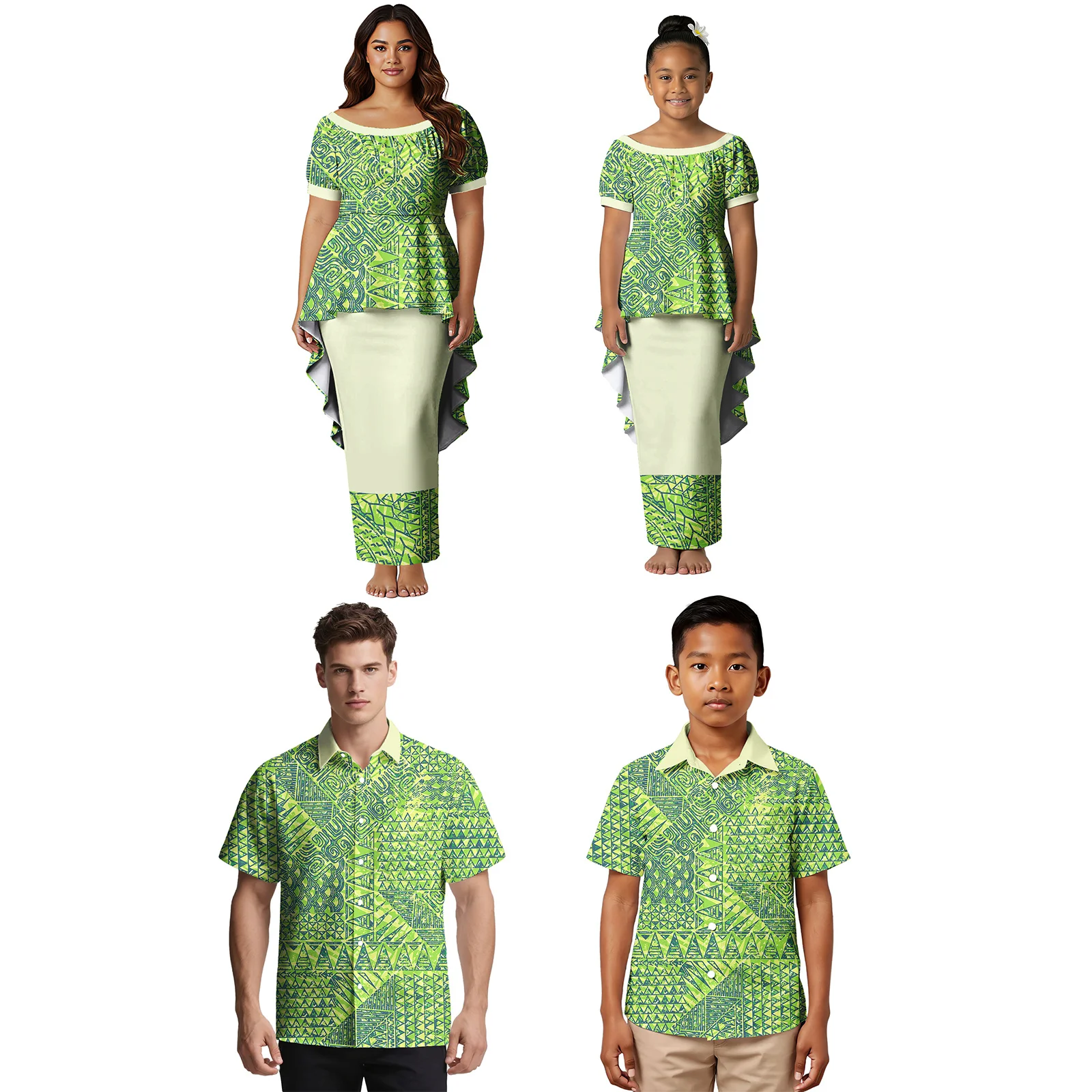 Family Suit Custom Logo Elegant Women Girl Puletasi Samoan Dress Handsome Men Boy Aloha Shirt Matching Family Outfits Polynesian
Family Suit Custom Logo Elegant Women Girl Puletasi Samoan Dress Handsome Men Boy Aloha Shirt Matching Family Outfits Polynesian