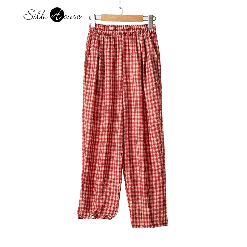 Red Grid 76% Natural Mulberry Silk Texture Sensation Dry Silk Elastic Waist Pocket Design Loose Women's Casual Harem Pants
Red Grid 76% Natural Mulberry Silk Texture Sensation Dry Silk Elastic Waist Pocket Design Loose Women's Casual Harem Pants