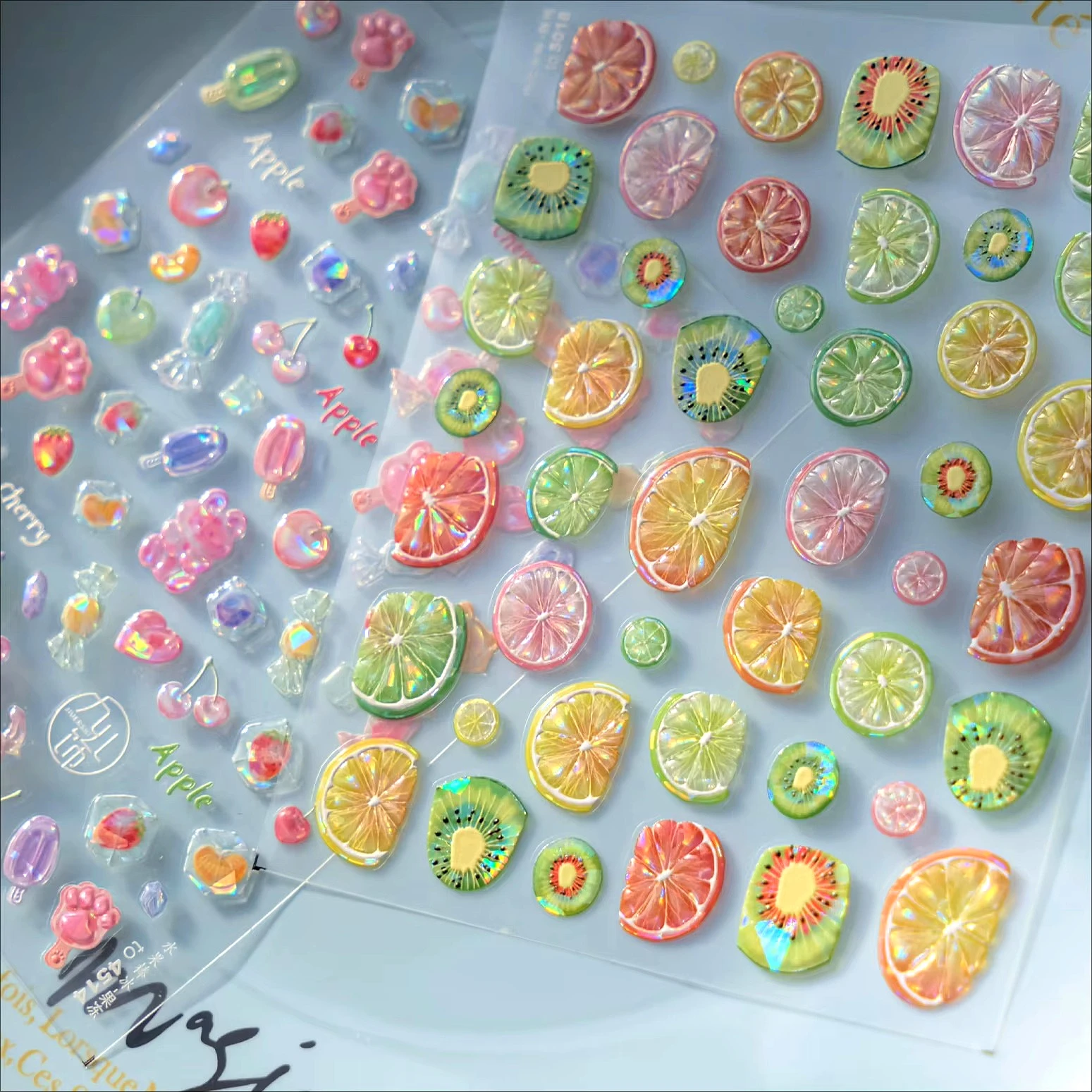 Colored Fruit Lemon Grapefruit Kiwifruit Rabbit Cherry Apple Paw Candy Popsicle Jelly Adhesive Nail Art Sticker Manicure Decals 
Colored Fruit Lemon Grapefruit Kiwifruit Rabbit Cherry Apple Paw Candy Popsicle Jelly Adhesive Nail Art Sticker Manicure Decals