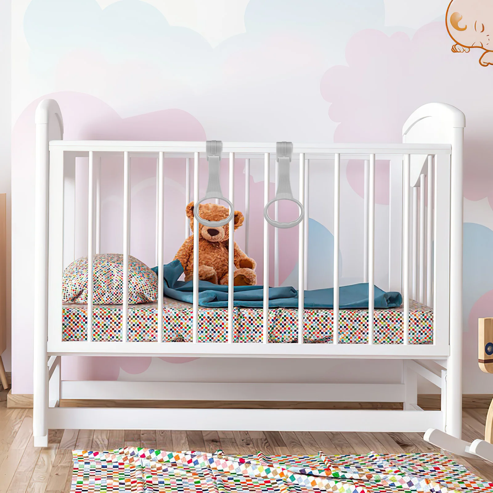 1 Pair Baby Crib Pull Rings Portable Infant Bed Hanging Safety Bars For Walking Exercise Baby Stand Up Training, Toddler Walking
1 Pair Baby Crib Pull Rings Portable Infant Bed Hanging Safety Bars For Walking Exercise Baby Stand Up Training, Toddler Walking