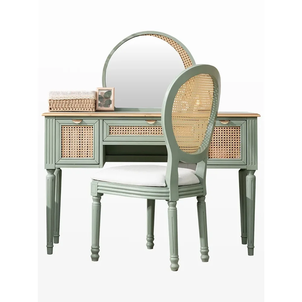 Nordic Retro Rattan Dresser with Mirror Stool Dresser Desk Bedroom Bedside Table
Nordic Retro Rattan Dresser with Mirror Stool Dresser Desk Bedroom Bedside Table