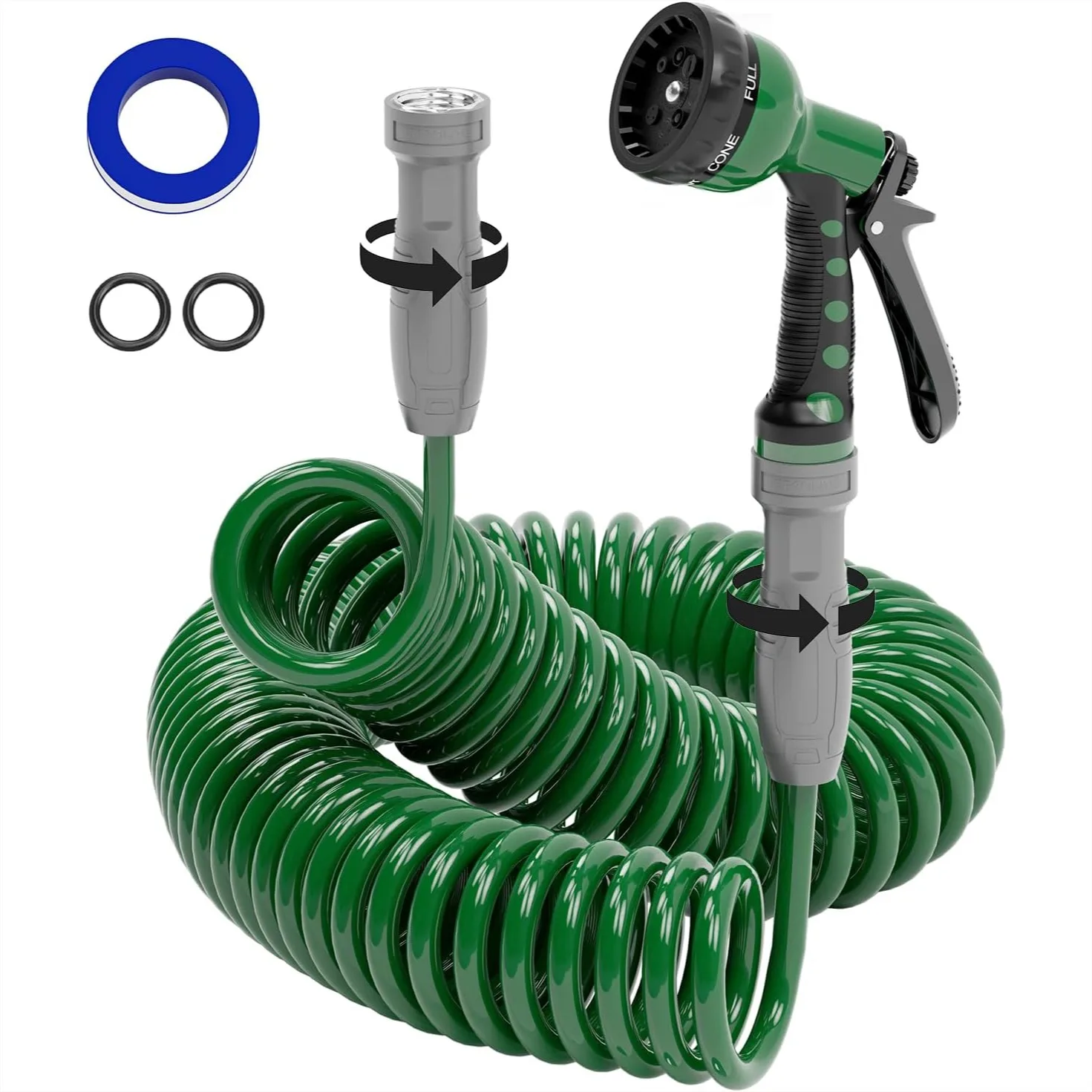 Lightweight Coil Garden Hose 50 ft, EVA Flexible Water Pipes with 6-Pattern Spray Nozzle for Yard Patio Greenhouse
Lightweight Coil Garden Hose 50 ft, EVA Flexible Water Pipes with 6-Pattern Spray Nozzle for Yard Patio Greenhouse