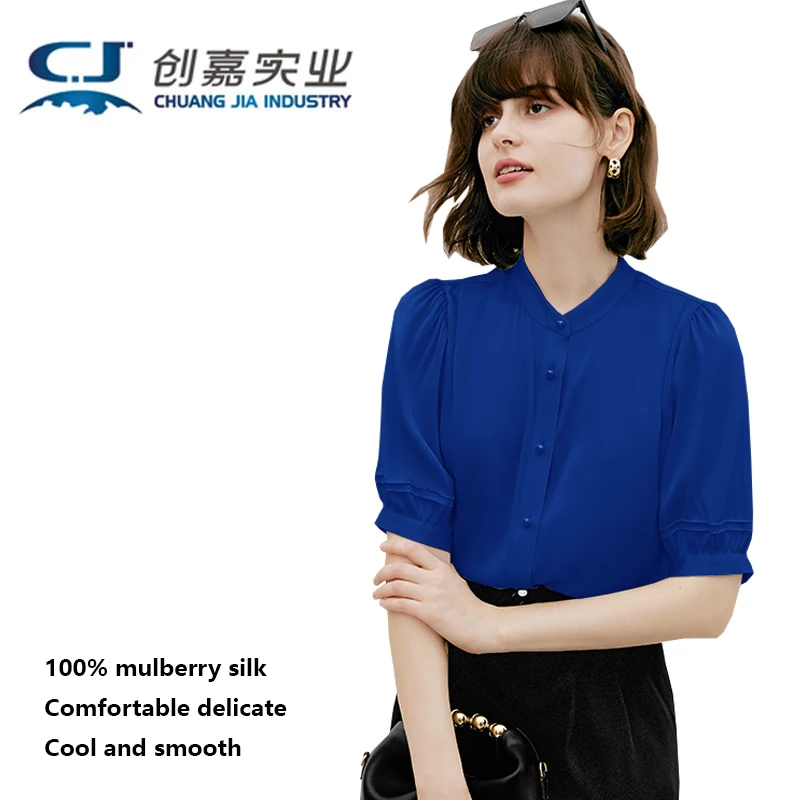 Luxury Mulberry Silk Women's Long-sleeved Shirt White Silk Stand Collar Temperament Elegant Noble Top Outdoor Business Casual
Luxury Mulberry Silk Women's Long-sleeved Shirt White Silk Stand Collar Temperament Elegant Noble Top Outdoor Business Casual