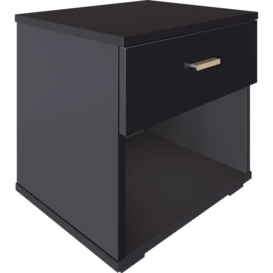 Прикроватная тумбочка Novara с одним ящиком и открытым отсеком для хранения, современный прикроватный столик для спальни, черный
Прикроватная тумбочка Novara с одним ящиком и открытым отсеком для хранения, современный прикроватный столик для спальни, черный