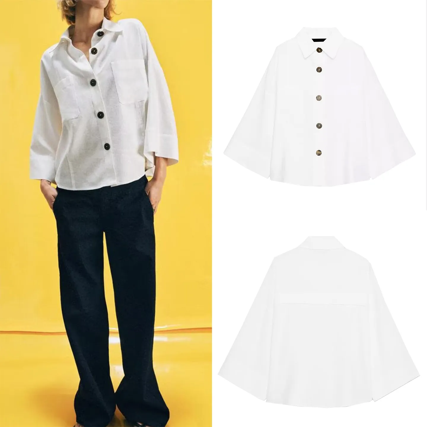 Fashionable Casual Wide Sleeve Shirt Women's Spring 2026 New Style Versatile Collared Shirt Elegant Atmosphere Short Outerwear
Fashionable Casual Wide Sleeve Shirt Women's Spring 2026 New Style Versatile Collared Shirt Elegant Atmosphere Short Outerwear