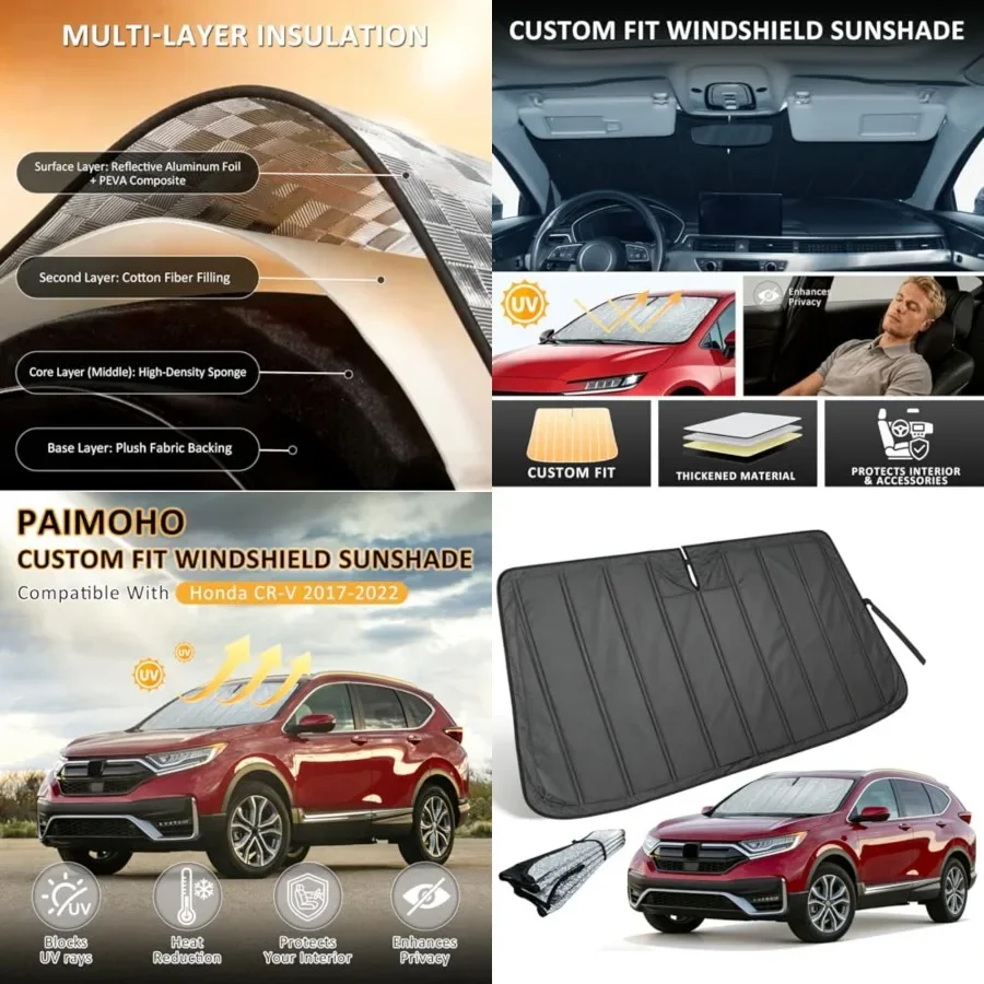 Windshield Sun Shade RV Thiken ion Front Window Sunshade Aluminum Refletive UV Protetion Shield, Foldable Sun Visor with Storag
Windshield Sun Shade RV Thiken ion Front Window Sunshade Aluminum Refletive UV Protetion Shield, Foldable Sun Visor with Storag