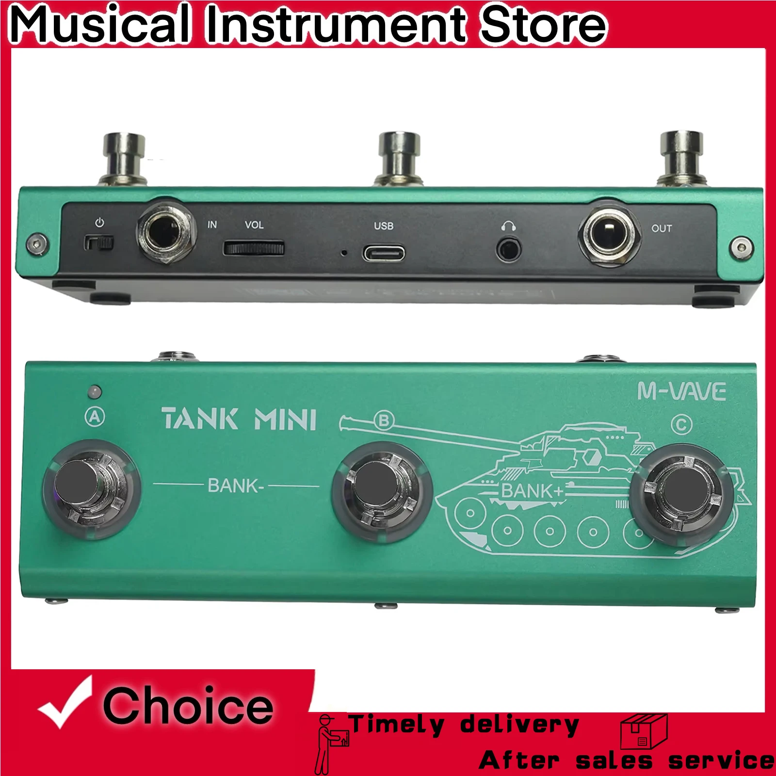 M-VAVE Tank Effects Guitar Pedal Multic Mini Support IR and OTG Recording Built-in Cab Amp Mod FX Delay And Reverb Effect