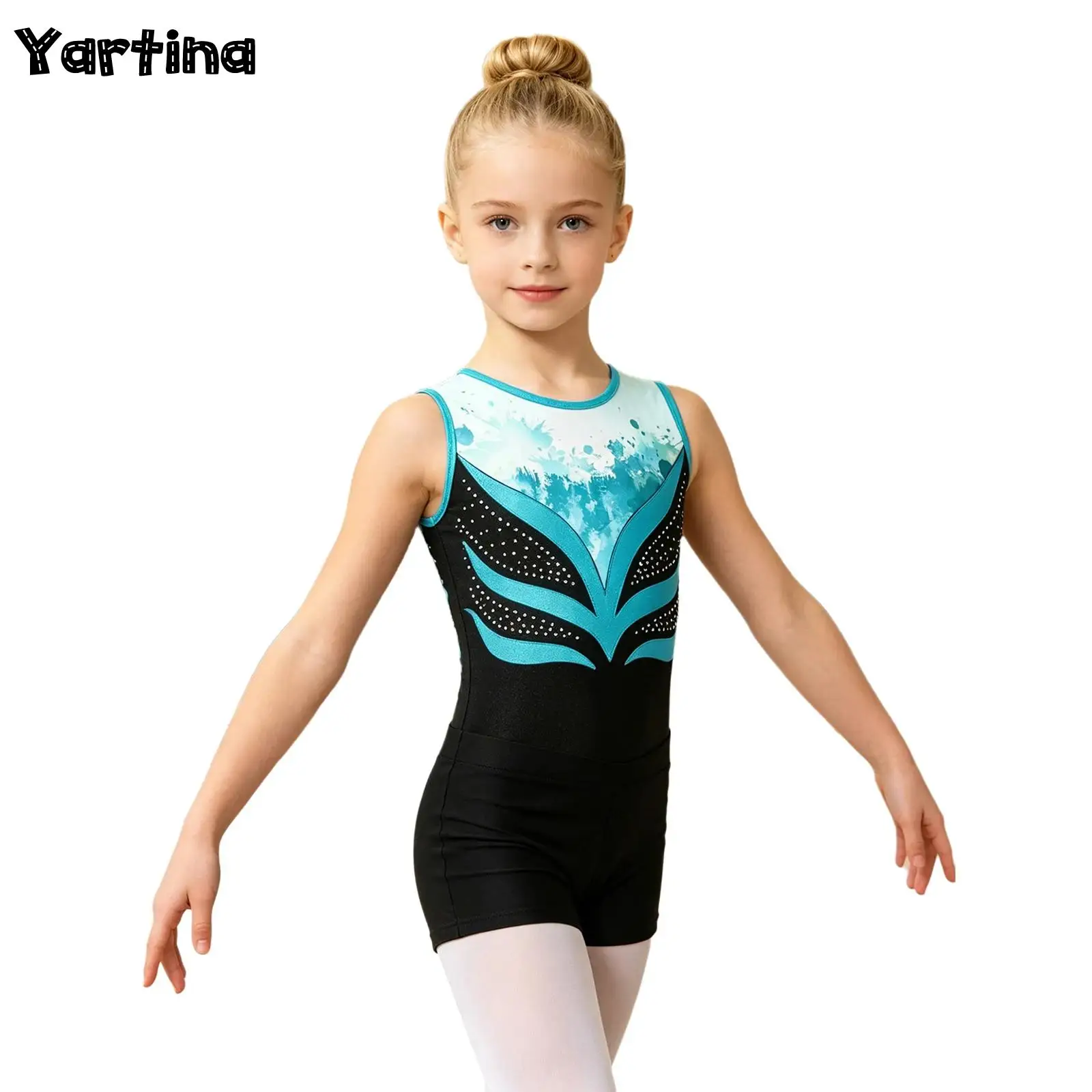 Kids Girls Gymnastic Ballet Leotard And Shorts Set Rhinestones Sleeveless Buttoned Crotch Color Blocking Bodysuit with Shorts
Kids Girls Gymnastic Ballet Leotard And Shorts Set Rhinestones Sleeveless Buttoned Crotch Color Blocking Bodysuit with Shorts