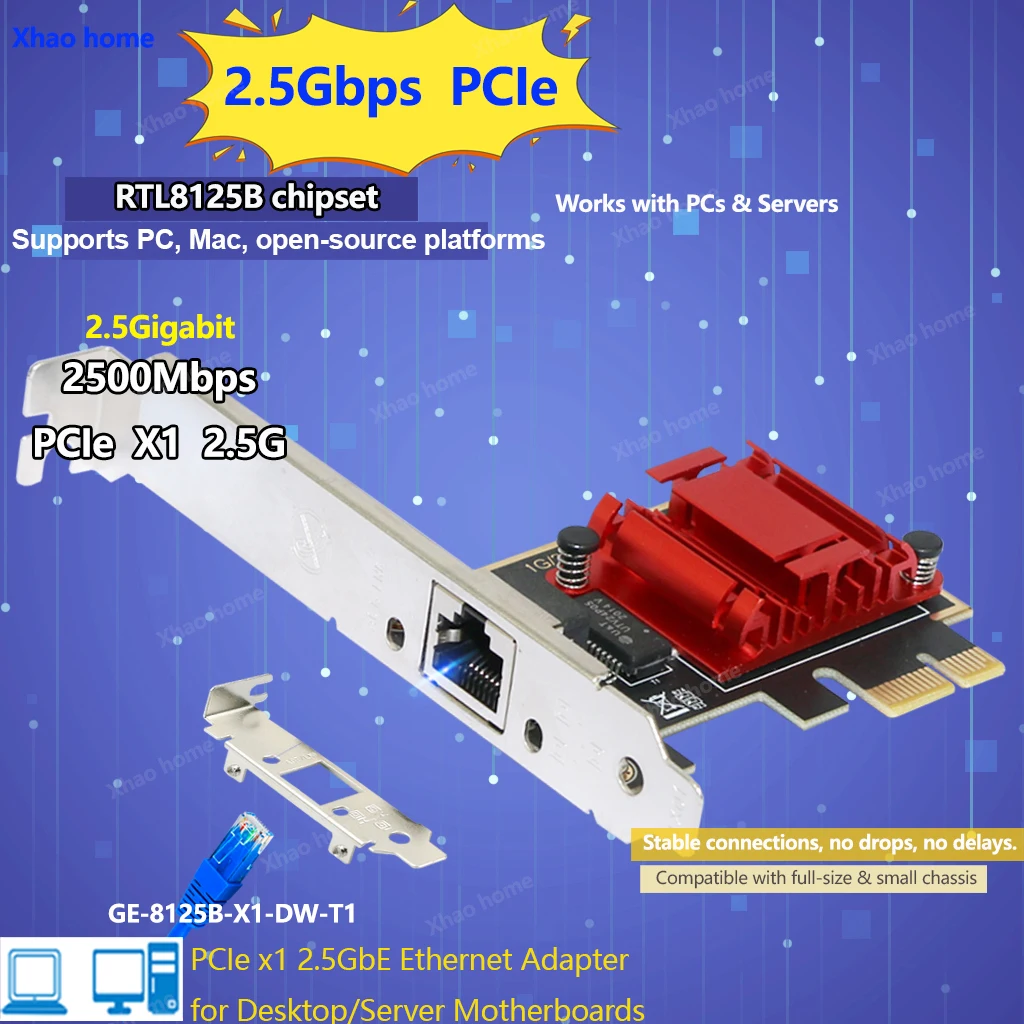 Красный 2,5G Gigabit PCI-E Проводной сетевой адаптер 2500M PCIe к Rj45 Ethernet Сетевая карта 2500 Мбит/с PCI NIC Lan Card для настольного ПК
Красный 2,5G Gigabit PCI-E Проводной сетевой адаптер 2500M PCIe к Rj45 Ethernet Сетевая карта 2500 Мбит/с PCI NIC Lan Card для настольного ПК