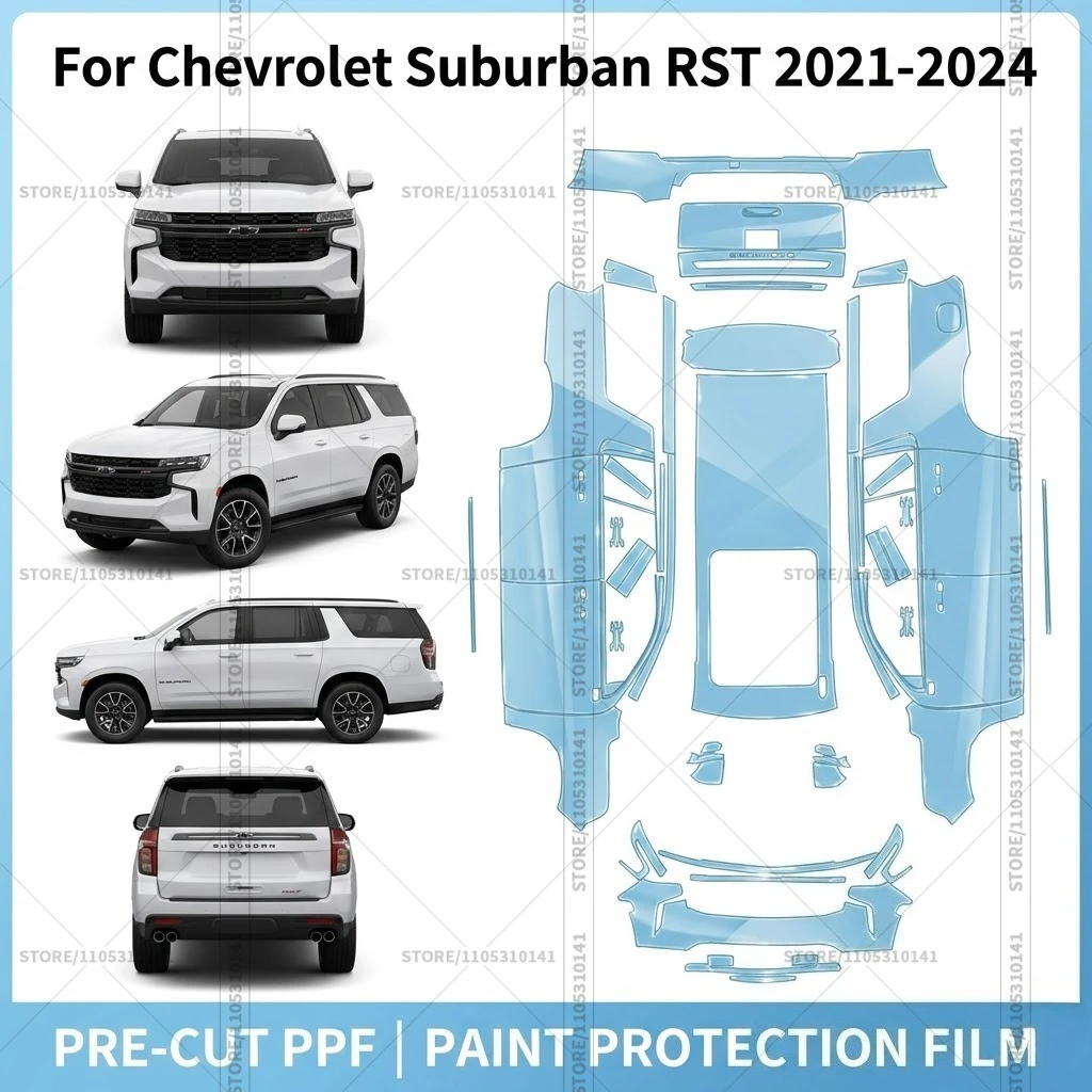 Pre-Cut Paint Protection Film PPF Transparent Car Film Automotive PPF Full Vehicle For Chevrolet Suburban RST 2021-2024
Pre-Cut Paint Protection Film PPF Transparent Car Film Automotive PPF Full Vehicle For Chevrolet Suburban RST 2021-2024