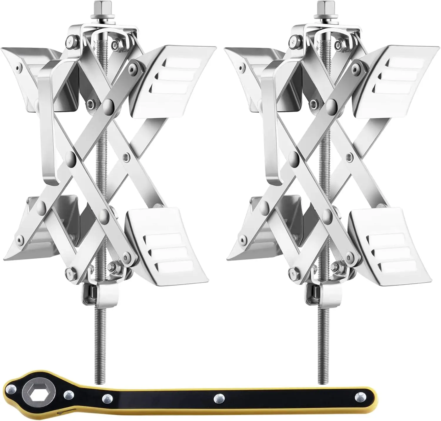 Camper Wheel Chock Stabilizer, X-Shaped RV Stabilizer Wheel Chock, Fit for 1.5" to 10" Tire Space, 2 Sets of Wheel Chocks
Camper Wheel Chock Stabilizer, X-Shaped RV Stabilizer Wheel Chock, Fit for 1.5" to 10" Tire Space, 2 Sets of Wheel Chocks