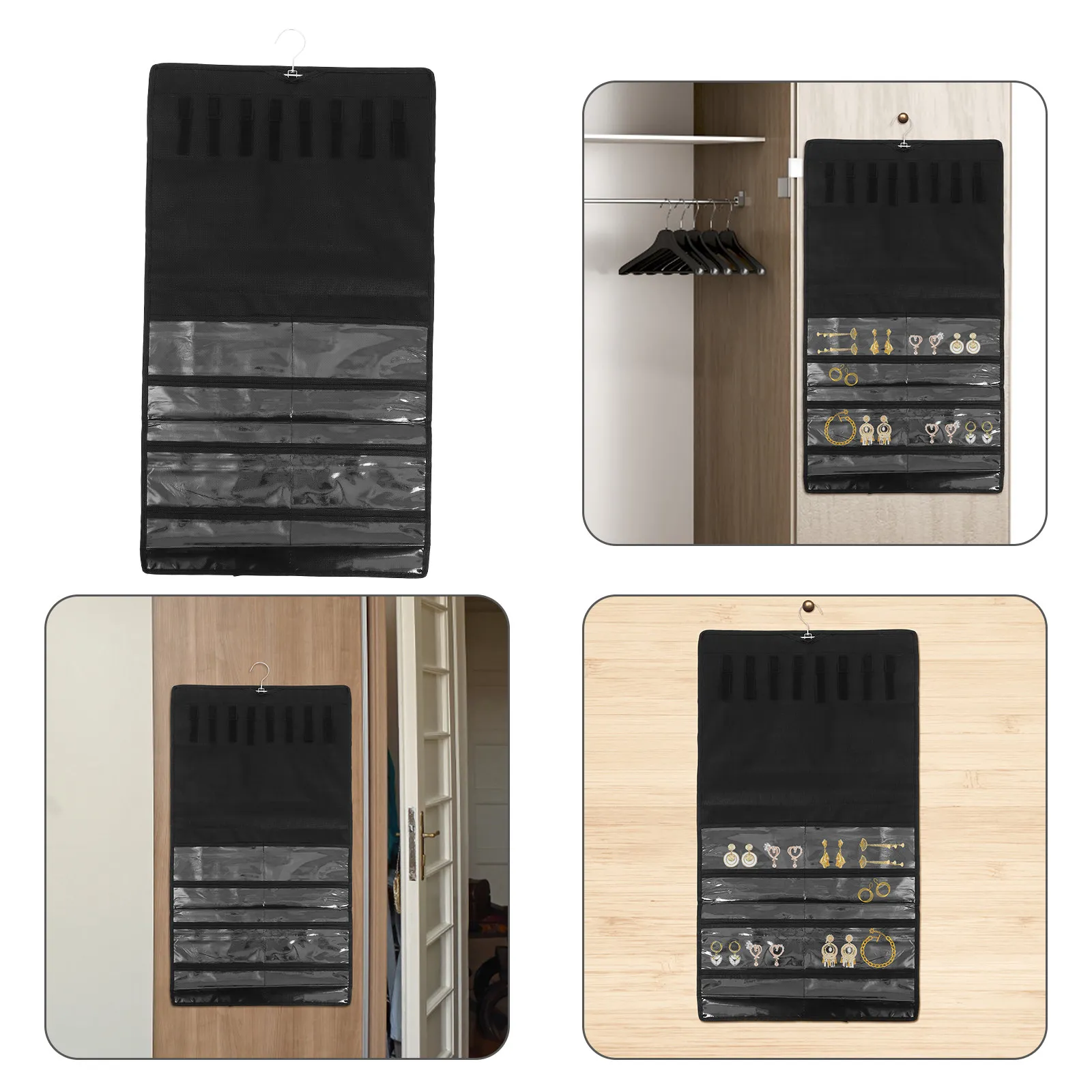 Hanging Jewelry Organizer Multi-Pockets Storage Bag Dual-Sided Transparent Design Home Display Decoration Hanging Bag
Hanging Jewelry Organizer Multi-Pockets Storage Bag Dual-Sided Transparent Design Home Display Decoration Hanging Bag