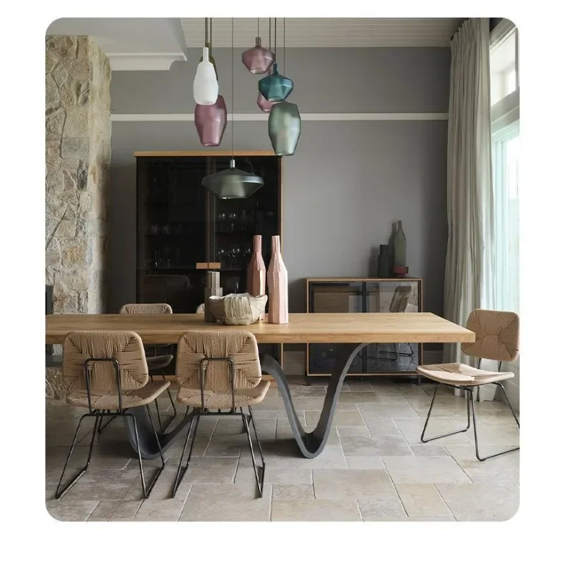 Italian minimalist solid wood dining table light luxury creative special-shaped dining table, designer walnut tea dining table
Italian minimalist solid wood dining table light luxury creative special-shaped dining table, designer walnut tea dining table
