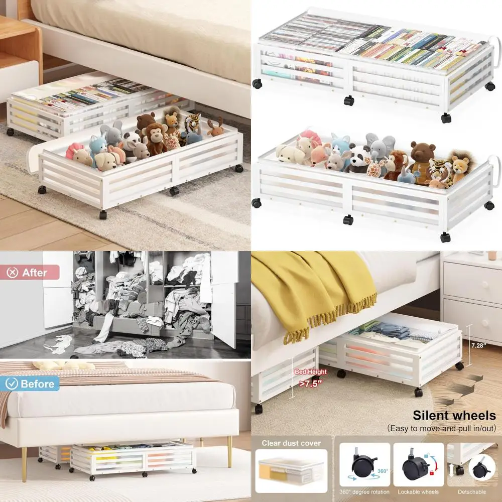 Rolling Bamboo Underbed Storage Bins Set of 2, Large Capacity for Shoes, Clothes, Blankets, and More (White)
Rolling Bamboo Underbed Storage Bins Set of 2, Large Capacity for Shoes, Clothes, Blankets, and More (White)