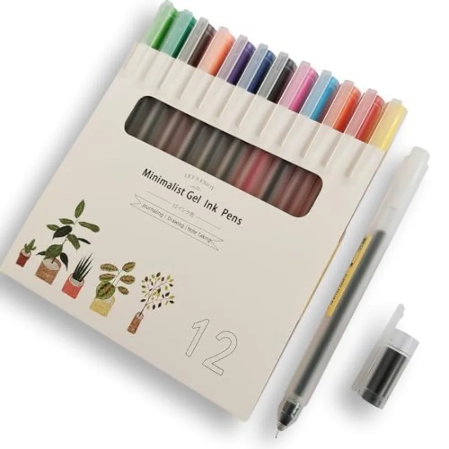 Minimalist Japanese Style Colorful Gel Pens 0.38mm Ultra Fine Point, Cute 12 Colors For Drawing, Coloring, Journaling, Note-Tak
Minimalist Japanese Style Colorful Gel Pens 0.38mm Ultra Fine Point, Cute 12 Colors For Drawing, Coloring, Journaling, Note-Tak