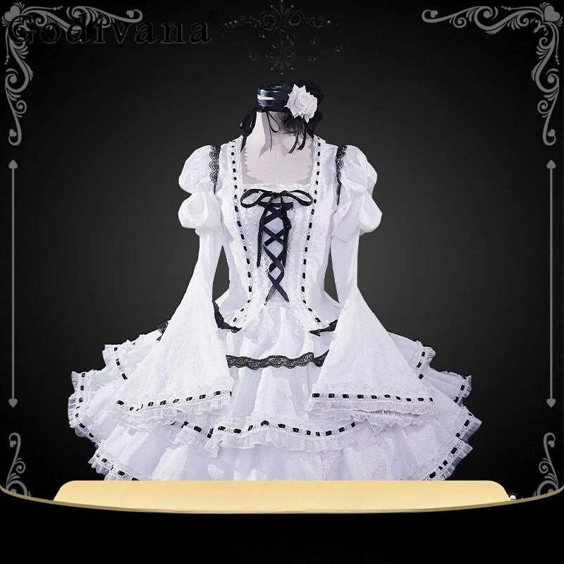 Cos Lolita Cosplay Dress for Women Square Collar Short Sleeve Sweet Dress Female White Princess Cosplay Costumes
Cos Lolita Cosplay Dress for Women Square Collar Short Sleeve Sweet Dress Female White Princess Cosplay Costumes