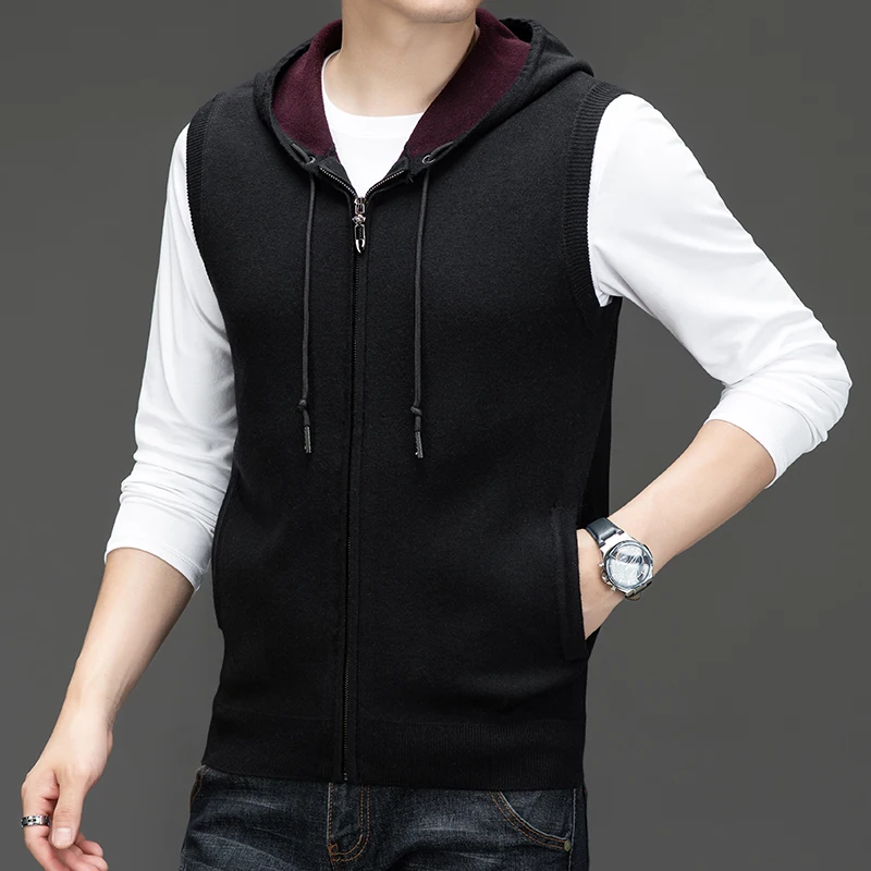 New Design Men's Thick Hooded Sweater 2024 Autumn Classic Sleeveless Knit Coat Fashion Zipper Knitwear Cardigan Vest
New Design Men's Thick Hooded Sweater 2024 Autumn Classic Sleeveless Knit Coat Fashion Zipper Knitwear Cardigan Vest