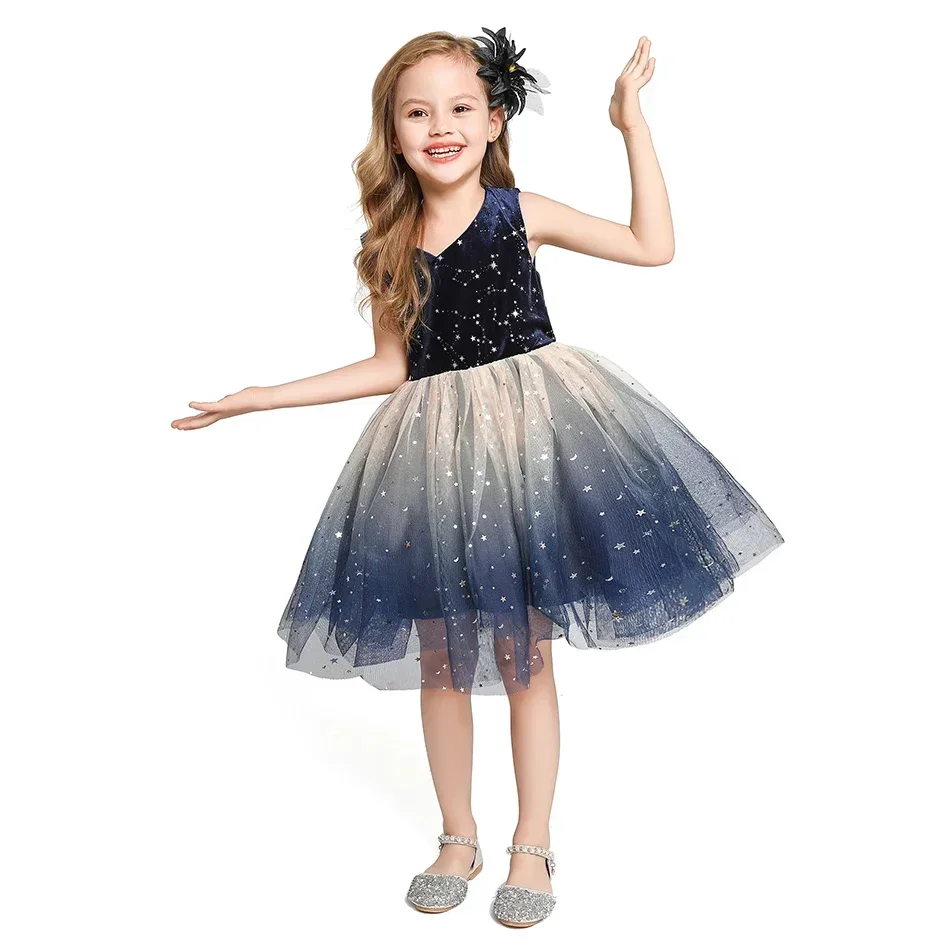 Girls Elegant Party Dress Star Sequins Princess Dress Kids Velet Tulle Clothing Children Birthday Photography Dark Blue Gowns
Girls Elegant Party Dress Star Sequins Princess Dress Kids Velet Tulle Clothing Children Birthday Photography Dark Blue Gowns