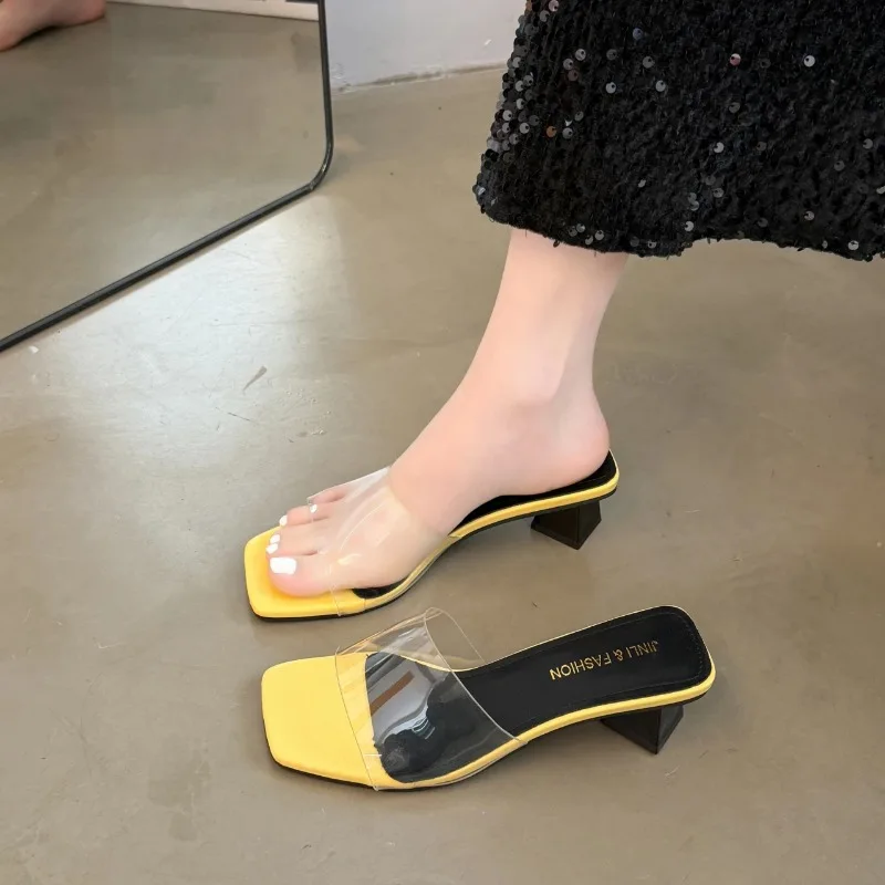 Transparent Slippers for Women 2026 Summer New Fashion Versatile Medium Chunky Heel One-strap High Heel Slippers
Transparent Slippers for Women 2026 Summer New Fashion Versatile Medium Chunky Heel One-strap High Heel Slippers