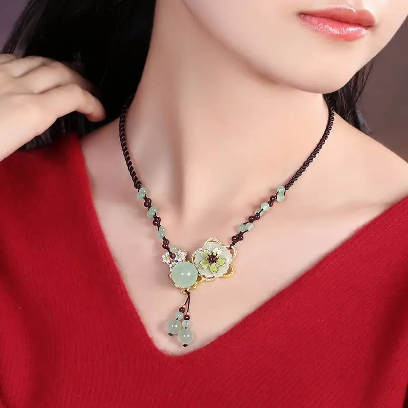 Chinese Ethnic Style Spring and Summer Mori Necklace Women's Niche Fresh Clavicle Chain Simple Elegant Chain Jade Beauty Pendant
Chinese Ethnic Style Spring and Summer Mori Necklace Women's Niche Fresh Clavicle Chain Simple Elegant Chain Jade Beauty Pendant
